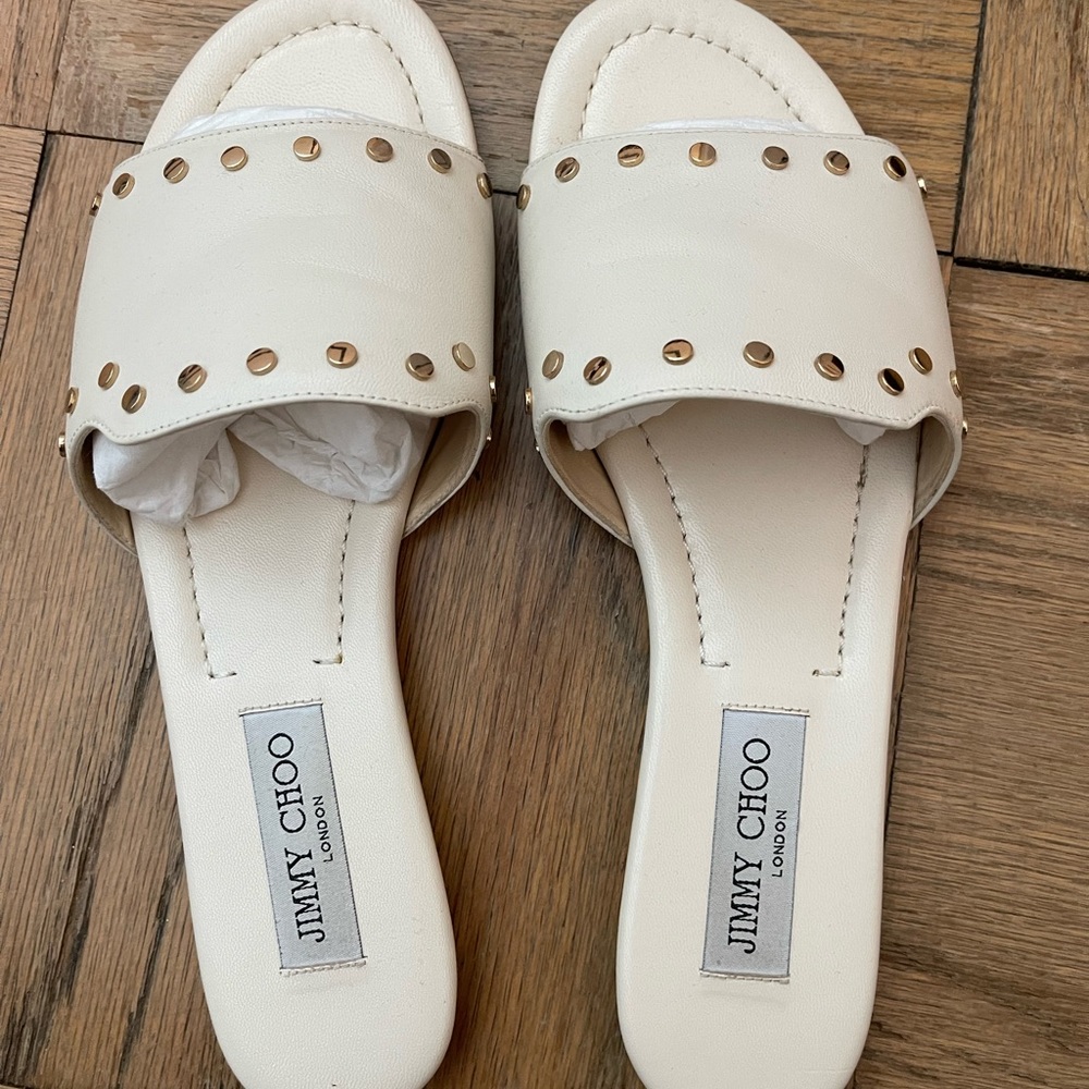 Jimmy Choo studded flat sandals- gently worn
